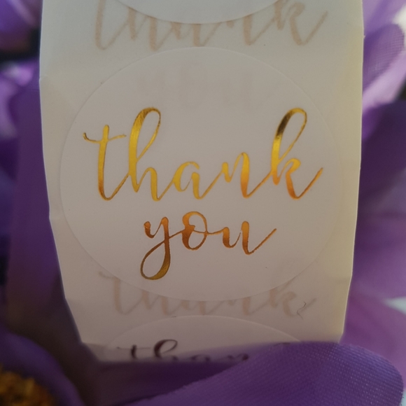100 pcs White Gold Foil Thank You Stickers 1" - Picture 4 of 8